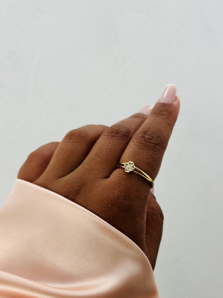 Anel Trevo Cravejado Banhado a Ouro 18K - #5