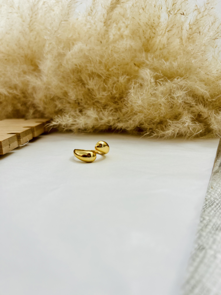 Anel Ajustável Gota Dupla Banhado Ouro 18k (Minimalista) - #14
