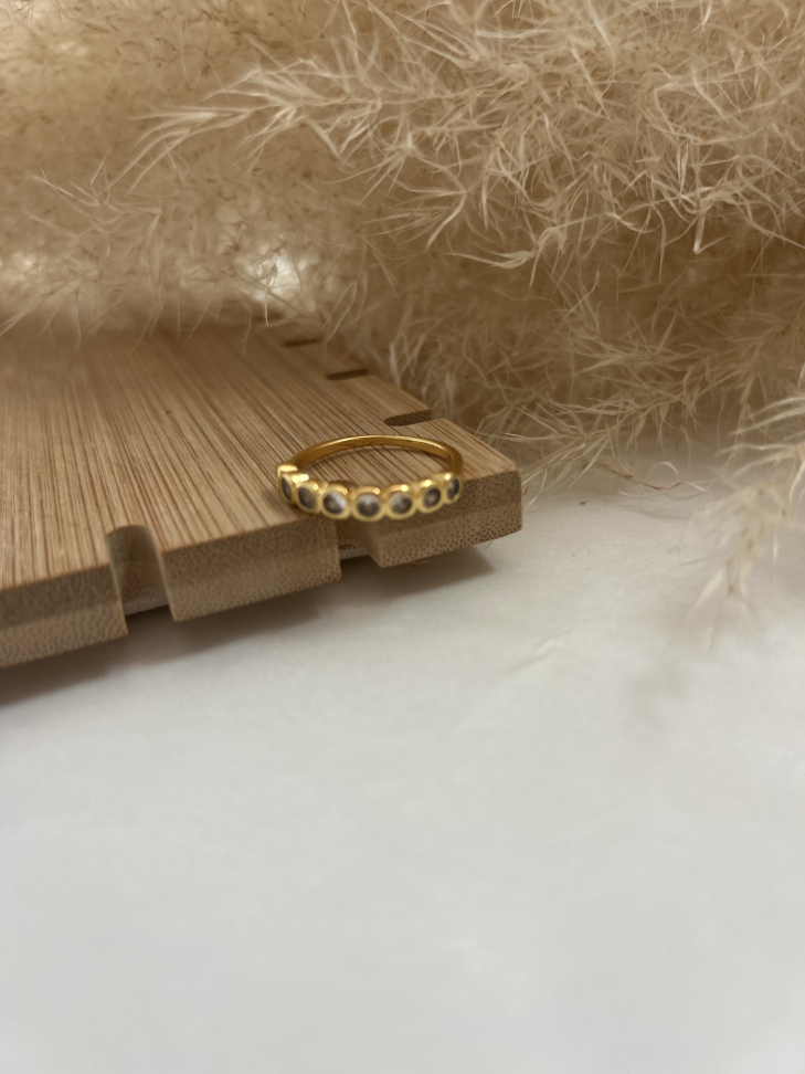 Anel Meia Aliança Ponto de Luz Zircônias Dourado | Aparador Banho Ouro 18k - #5