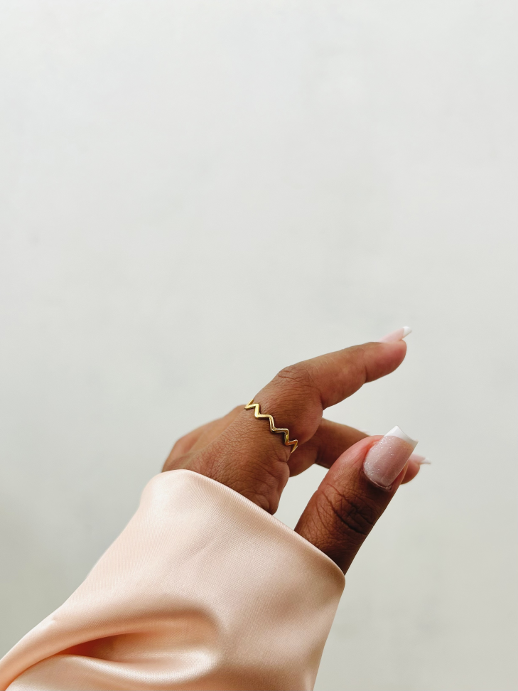 Anel Wave Zig Zag Banhado Ouro 18k - #4