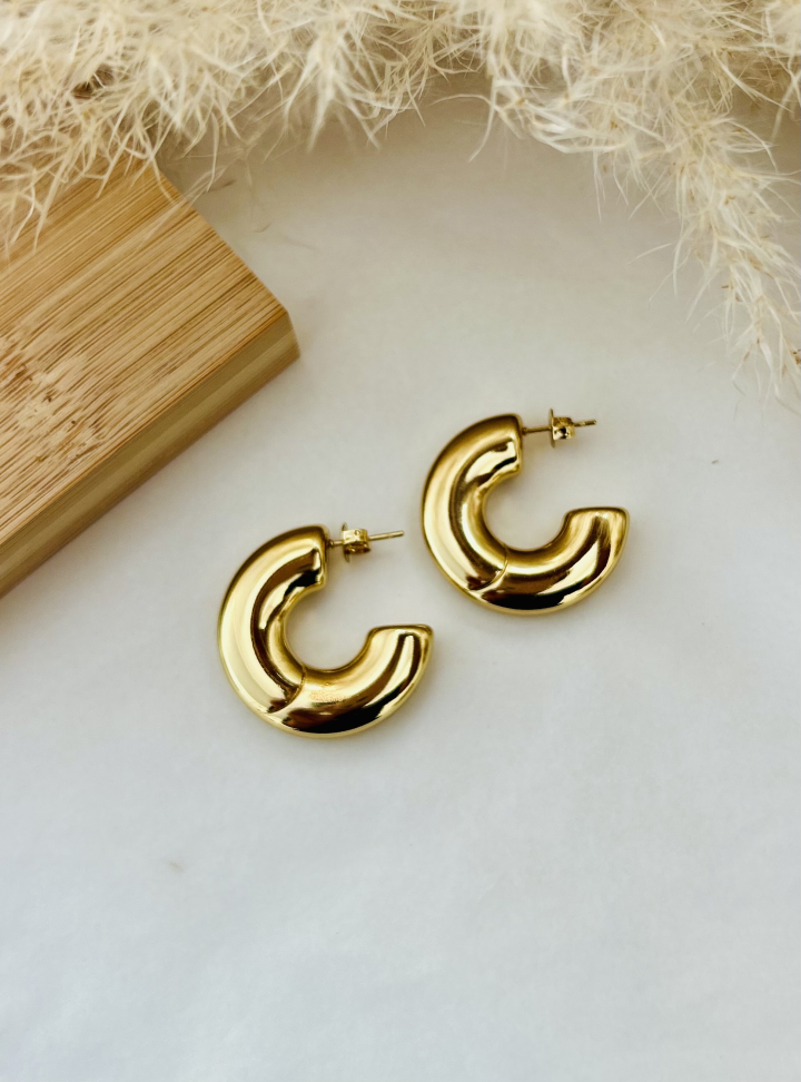 ARGOLA CHUNKY AÇO INOX DOURADA | Volume que define o look. - #3