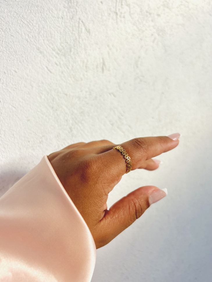 Anel Eternity Folhas Banhado Ouro 18k (Aparador Botânico) - #8