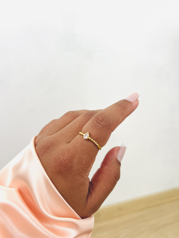 Anel Navete Pontos de Luz Banhado Ouro 18k - #2