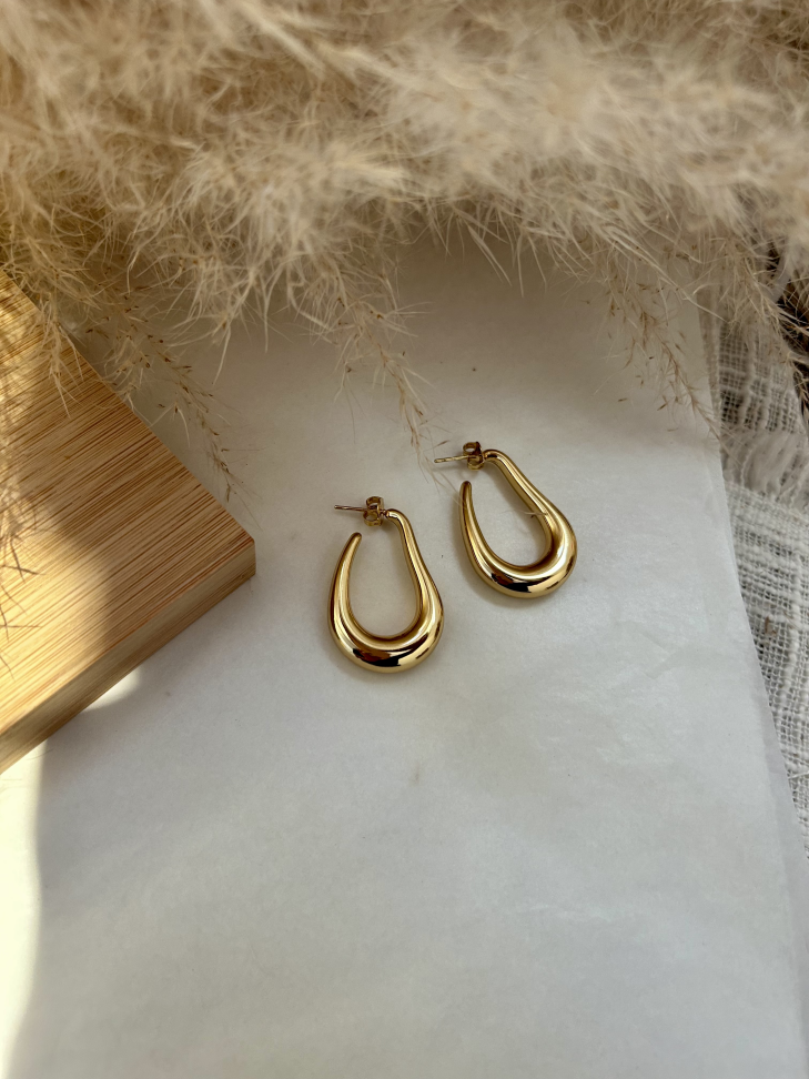 Brinco Argola Gota Alongada Dourada Aço Inox Hipoalergênico - #3