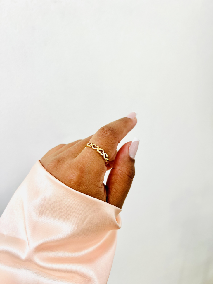 Anel Corações Eternity Banhado Ouro 18k (Vazado) - #7