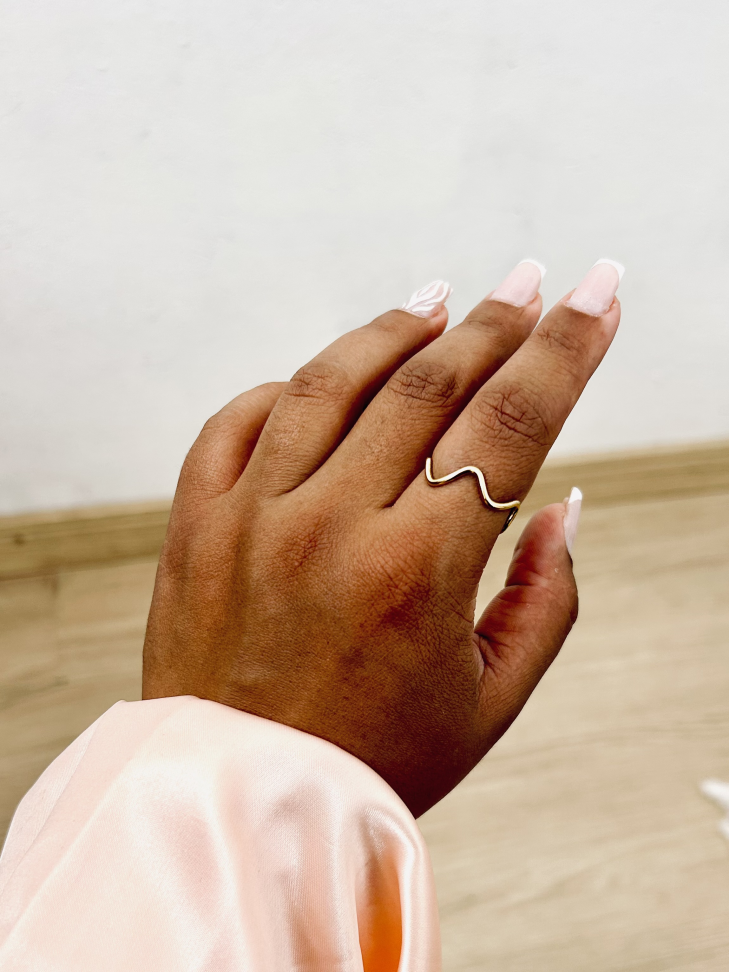 Anel Wave(ondulado) Banhado a Ouro 18k - #8