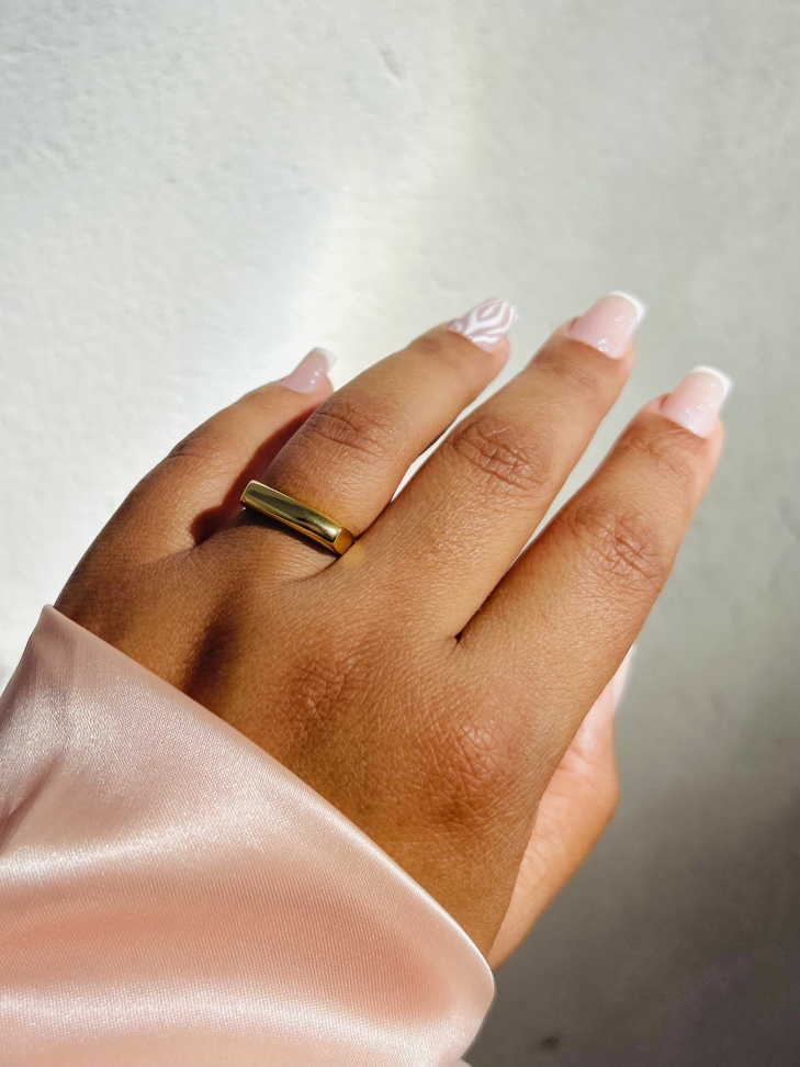 Anel de Sinete Clássico Banhado Ouro 18k (Signet Ring) - #3