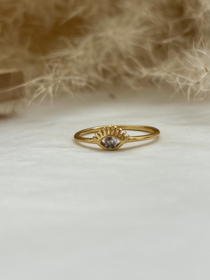 Anel Olho Grego Dourado ELOS | Semijoia de Proteção Banhada a Ouro 18K IRRADIA - #11