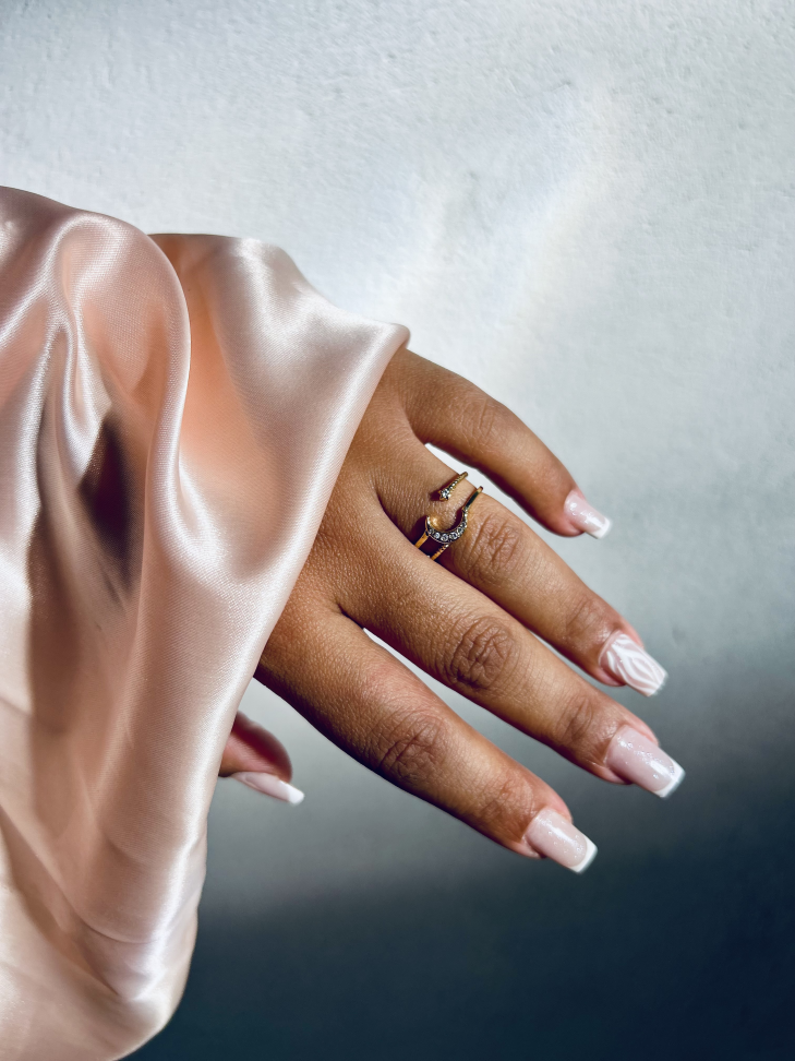 Anel Ajustável Lua e Estrela Cravejada Banhado Ouro 18k (Celestial) - #16