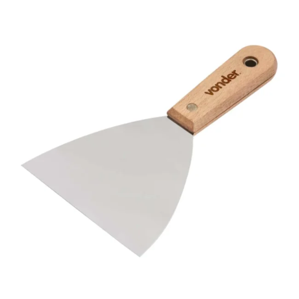 Espátula de Aço Inox Lisa 4.3/4"-120mm com Cabo de Madeira 3592120000 VONDER