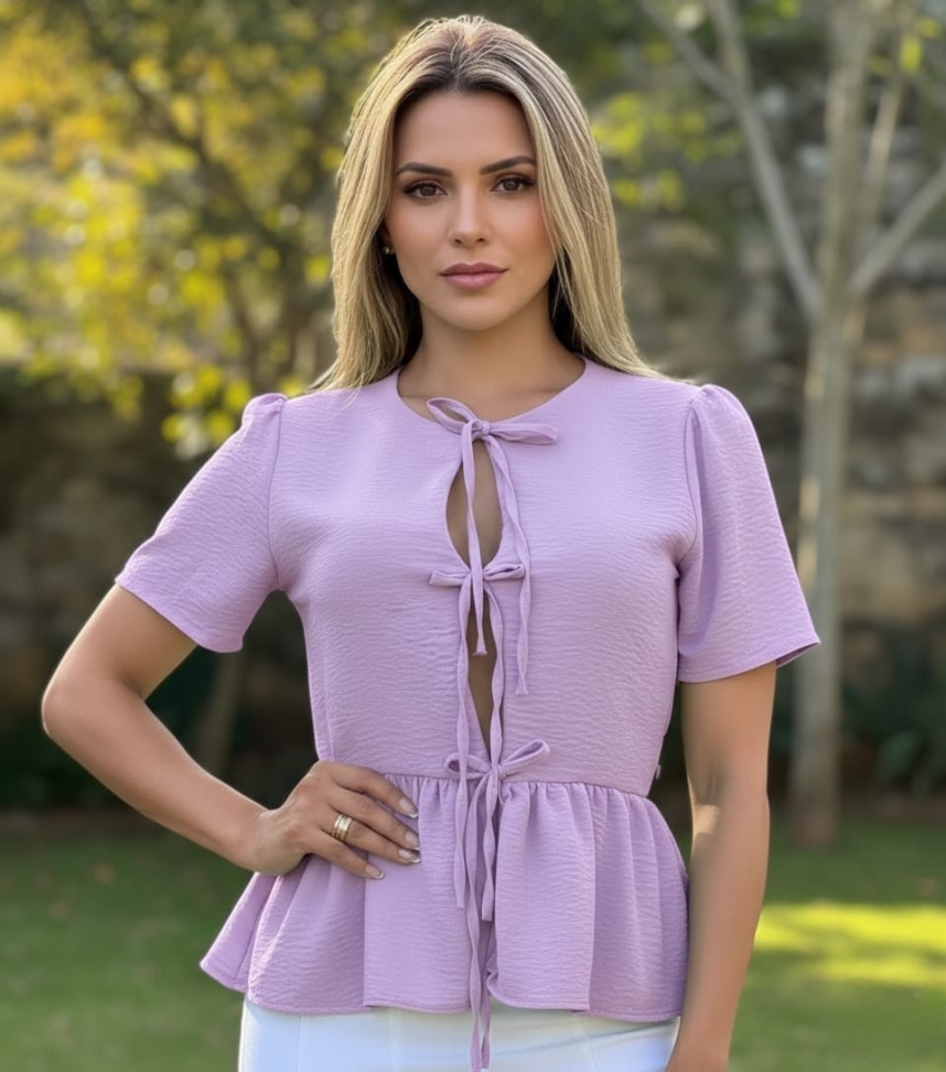 Blusa de amarrar _ veste até 38/40 _ lilas _ rosa _ verde _cod.28949 - #2