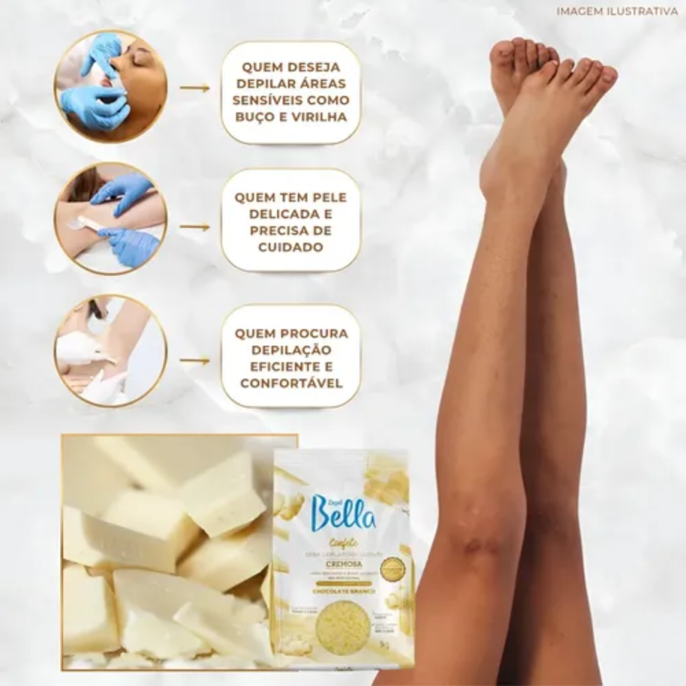 Cera Confete Depil Bella Chocolate Branco 1 kg - #3