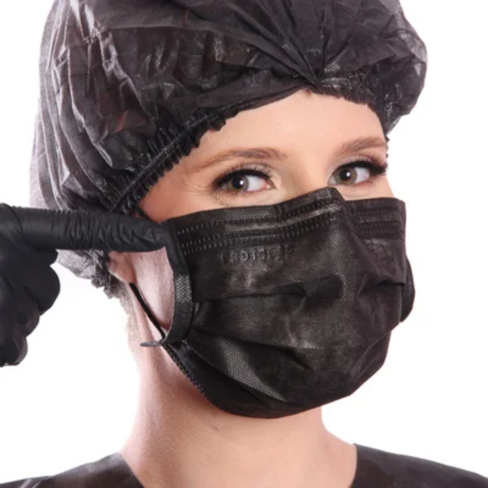 Máscara Tripla com Elástico Preta ProtDesc - Caixa com 50 Unidades - #2