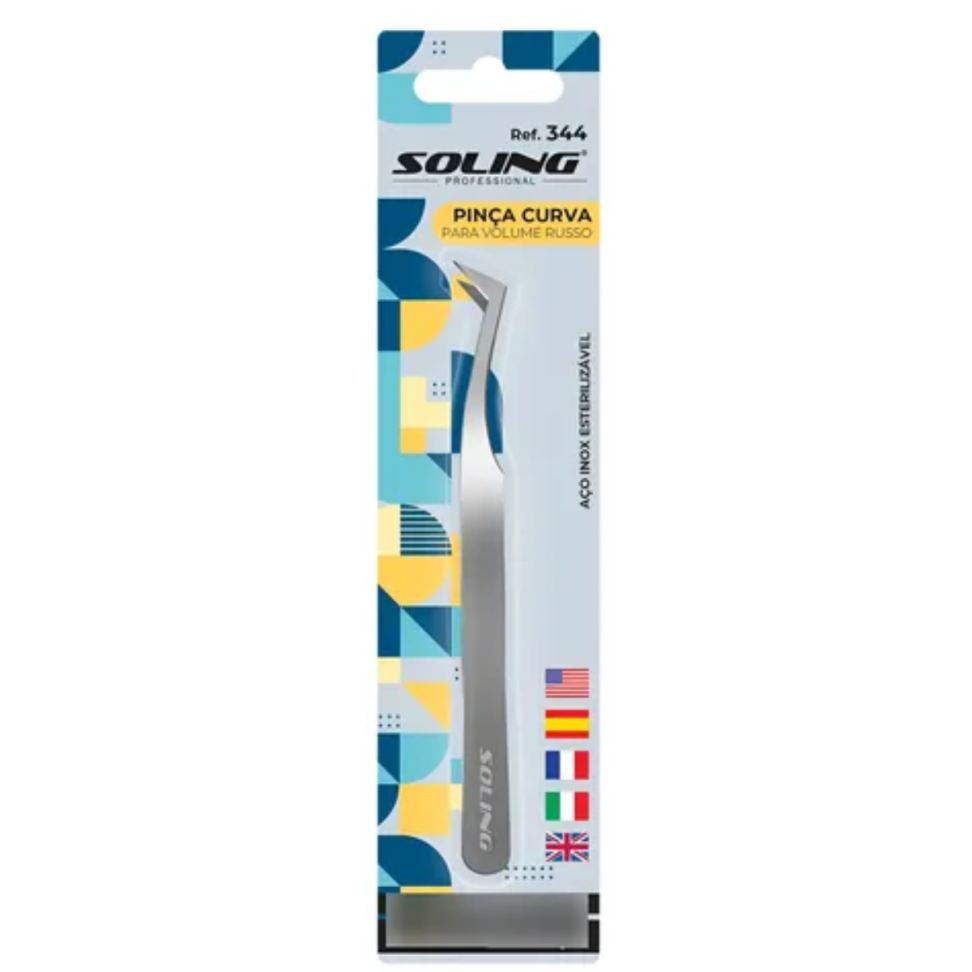 Pinça Soling Curva para Volume Russo Ref. 344