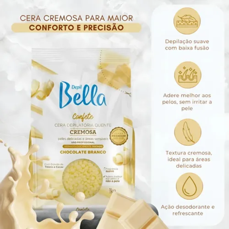 Cera Confete Depil Bella Chocolate Branco 1 kg - #2