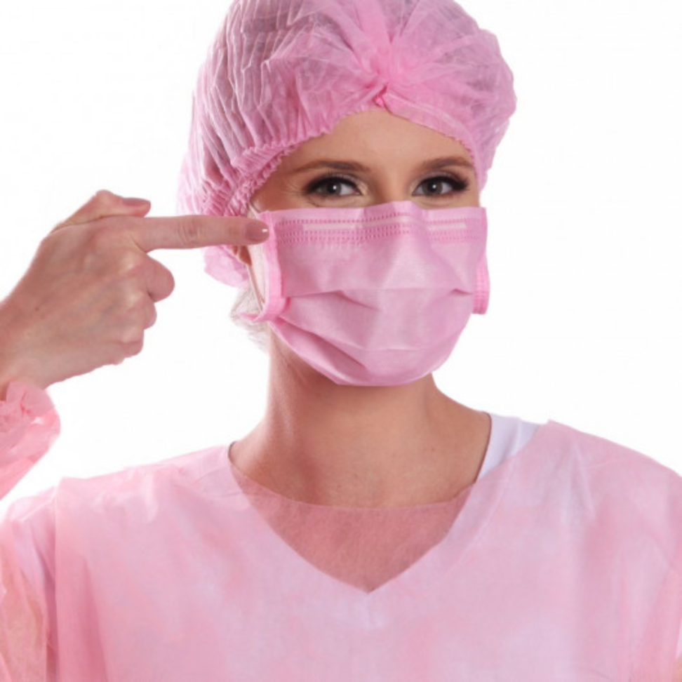 Máscara Tripla com Elástico Rosa Bebê ProtDesc - Caixa com 50 Unidades - #2