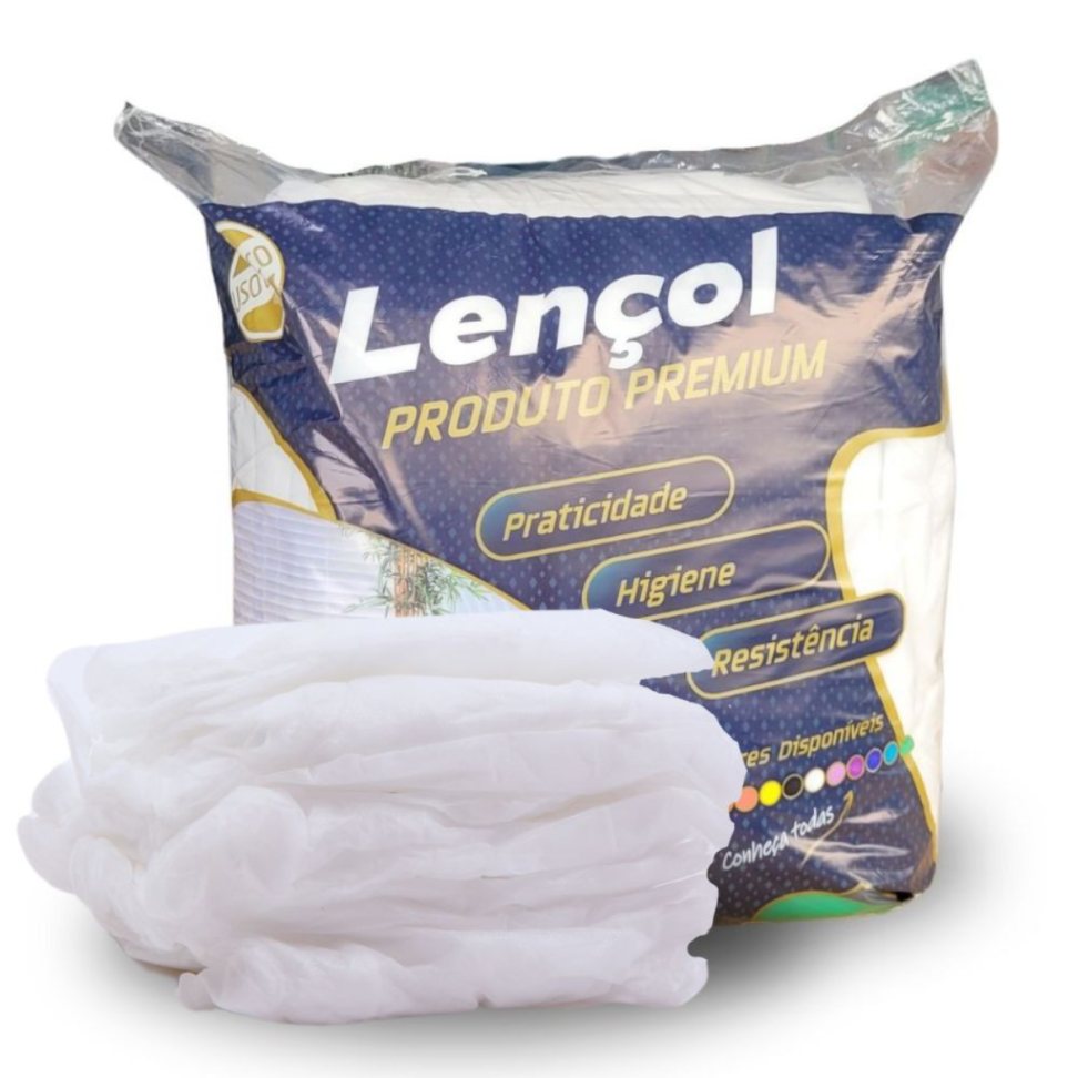 Lençol Branco 20 gm² com elástico 2,10 x 0,90 m ProtDesc - Pacote com 10 unidades - #2