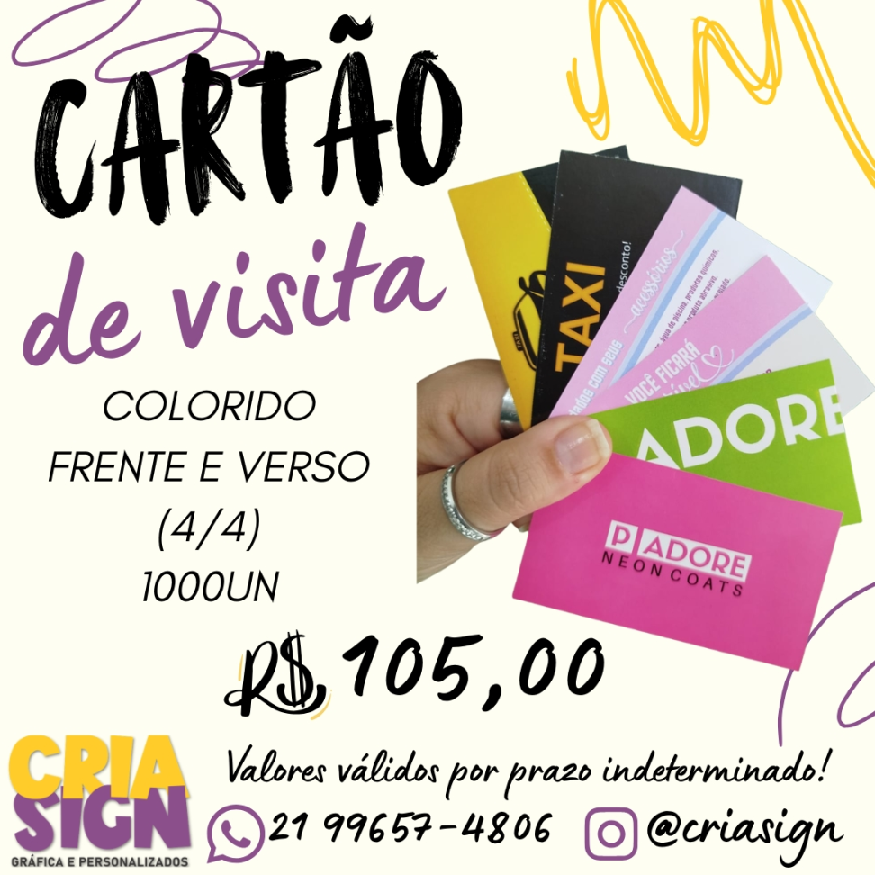 Cartão de Visita Colorido Frente / Verso
