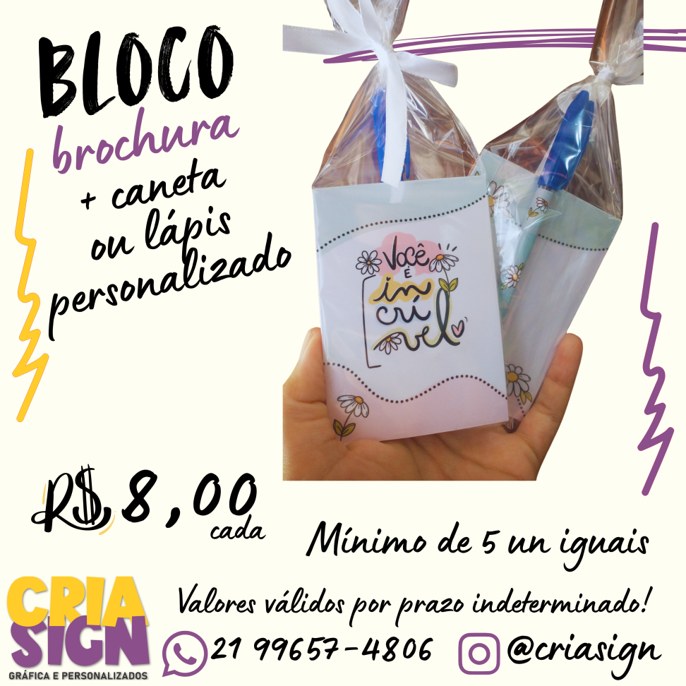 Bloco Brochura + Lápis Personalizado
