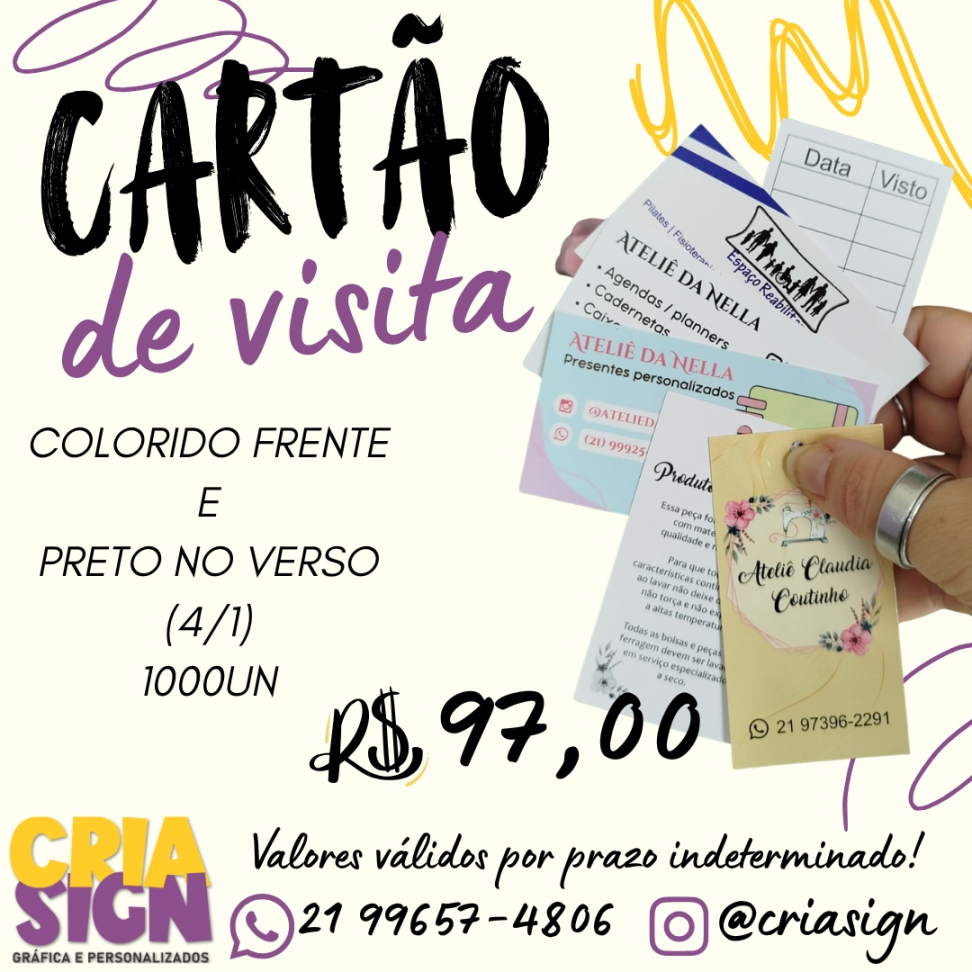 Cartão de Visita Colorido Frente / Verso Preto