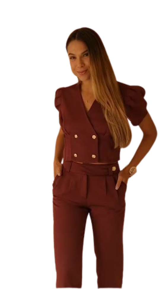 Conjunto calça e blazer Marrom M, G - #2