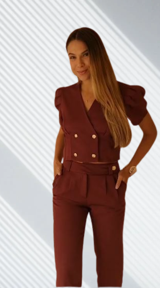 Conjunto calça e blazer Marrom M, G - #2