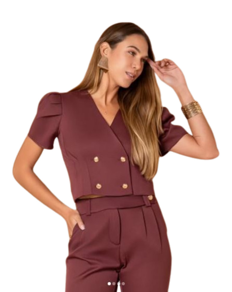 Conjunto calça e blazer Marrom M, G - #3