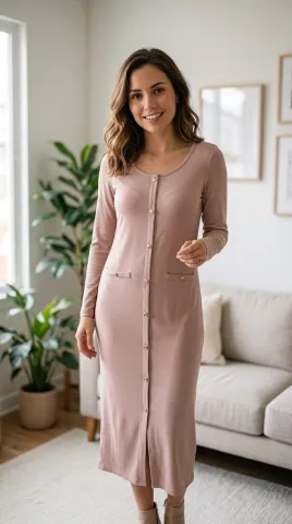 Vestido Canelado Bege GG GBI113