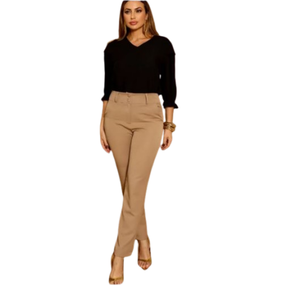 Calça Reta Suede Cores 38, 40, 42, 44