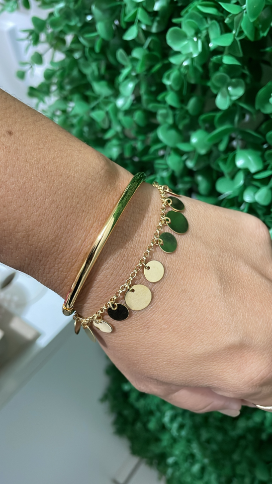 Pulseira com Medalhinhas Lisas - Semijoias