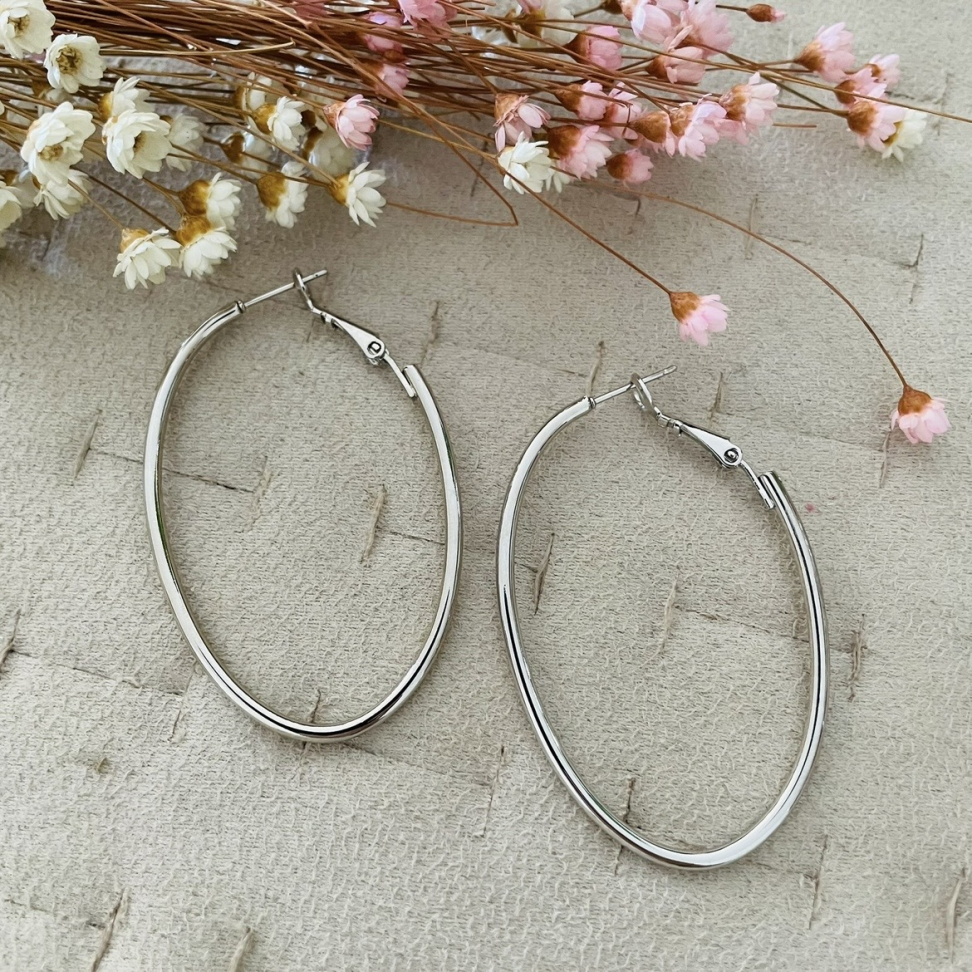 Brinco Argola Oval Média - Semijoia