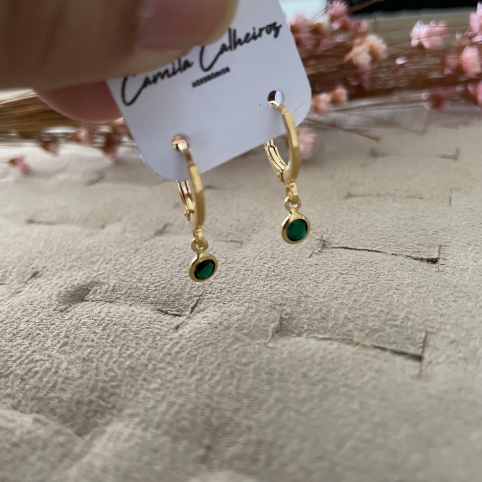Argolinha Pontinho Verde de Luz- Semijoia R$30,00 - #3