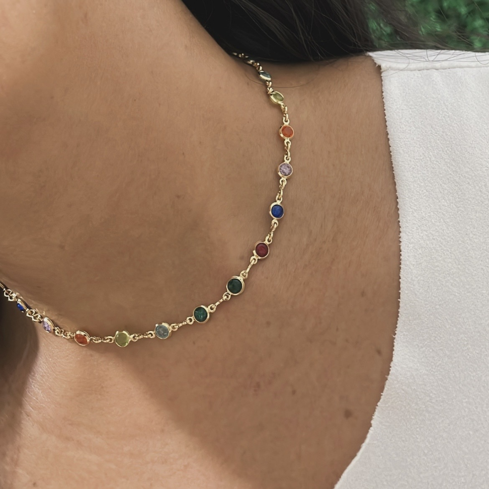 Colar Chocker Colorida (35cm) - Semijoia