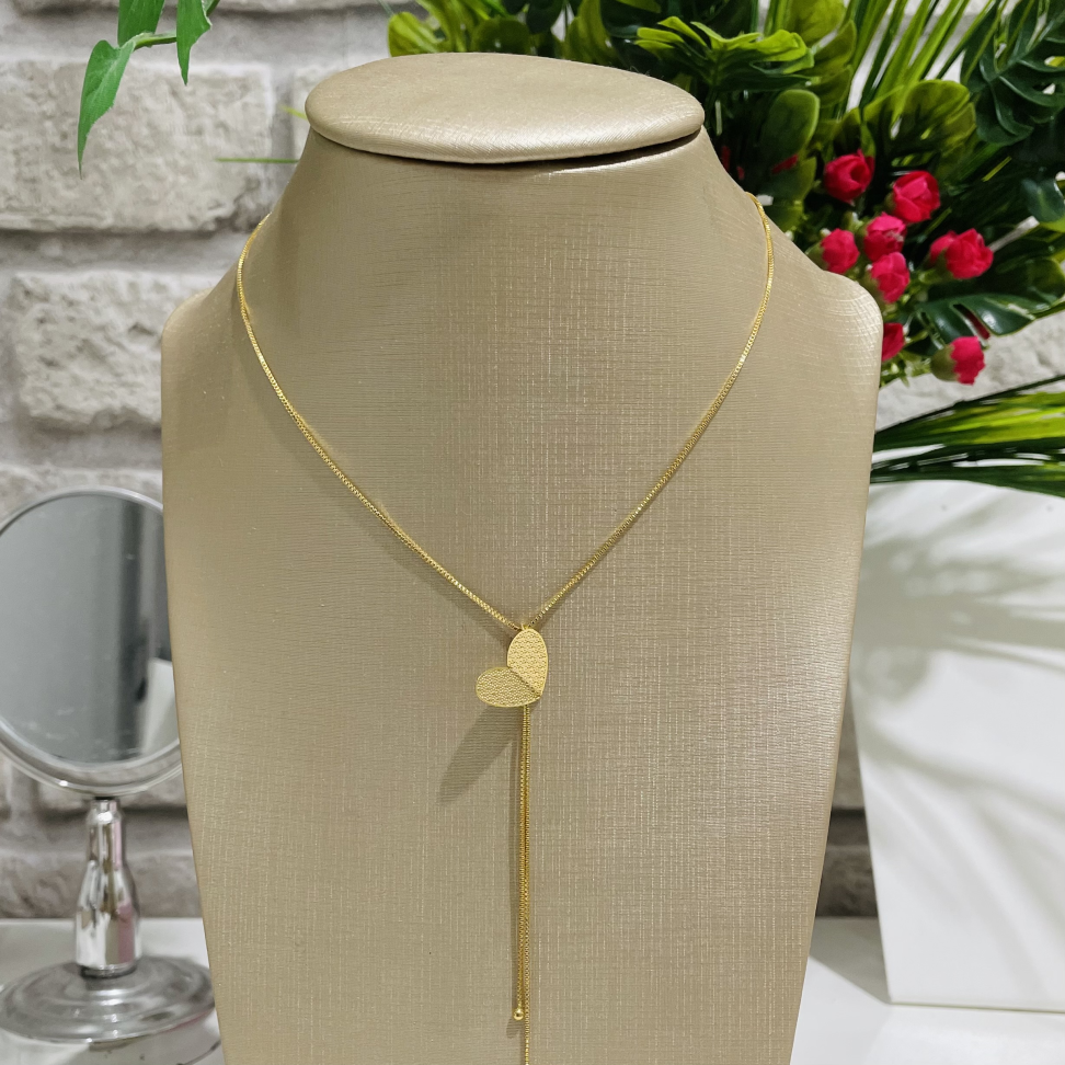 Colar Gravatinha Pingente Coração (50cm) - Semijoia