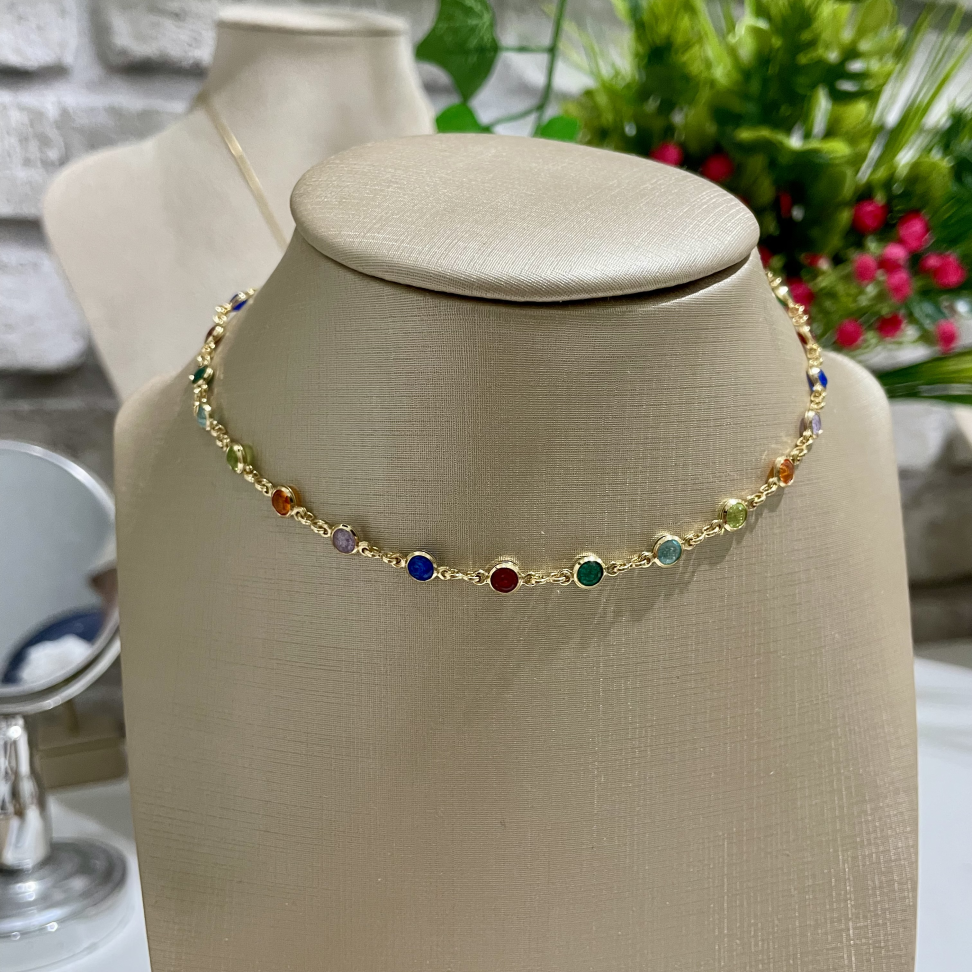 Colar Chocker Colorida (35cm) - Semijoia - #3