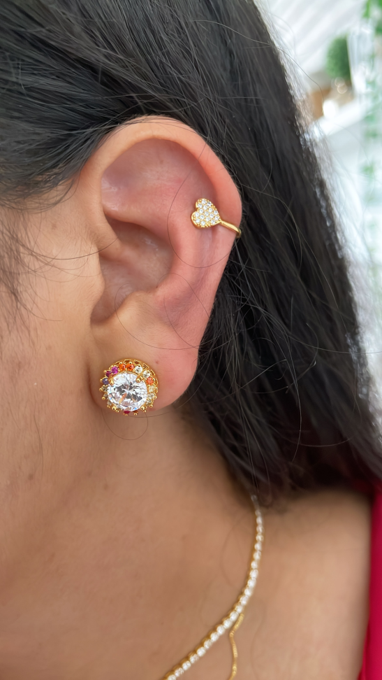 Piercing Fake de Coração Cravejado