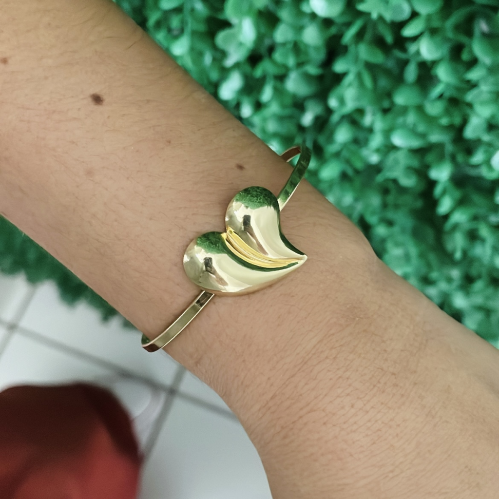 Bracelete orgânico coração- semijoia