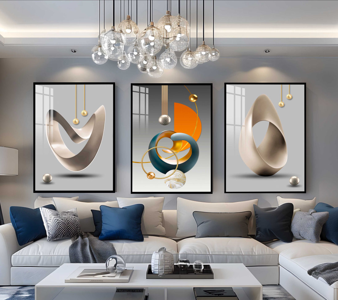 CONJUNTO FUNDO-DOURADO-A-MODA-DA-PAREDE-DE-ARTE-MODERNA - #3