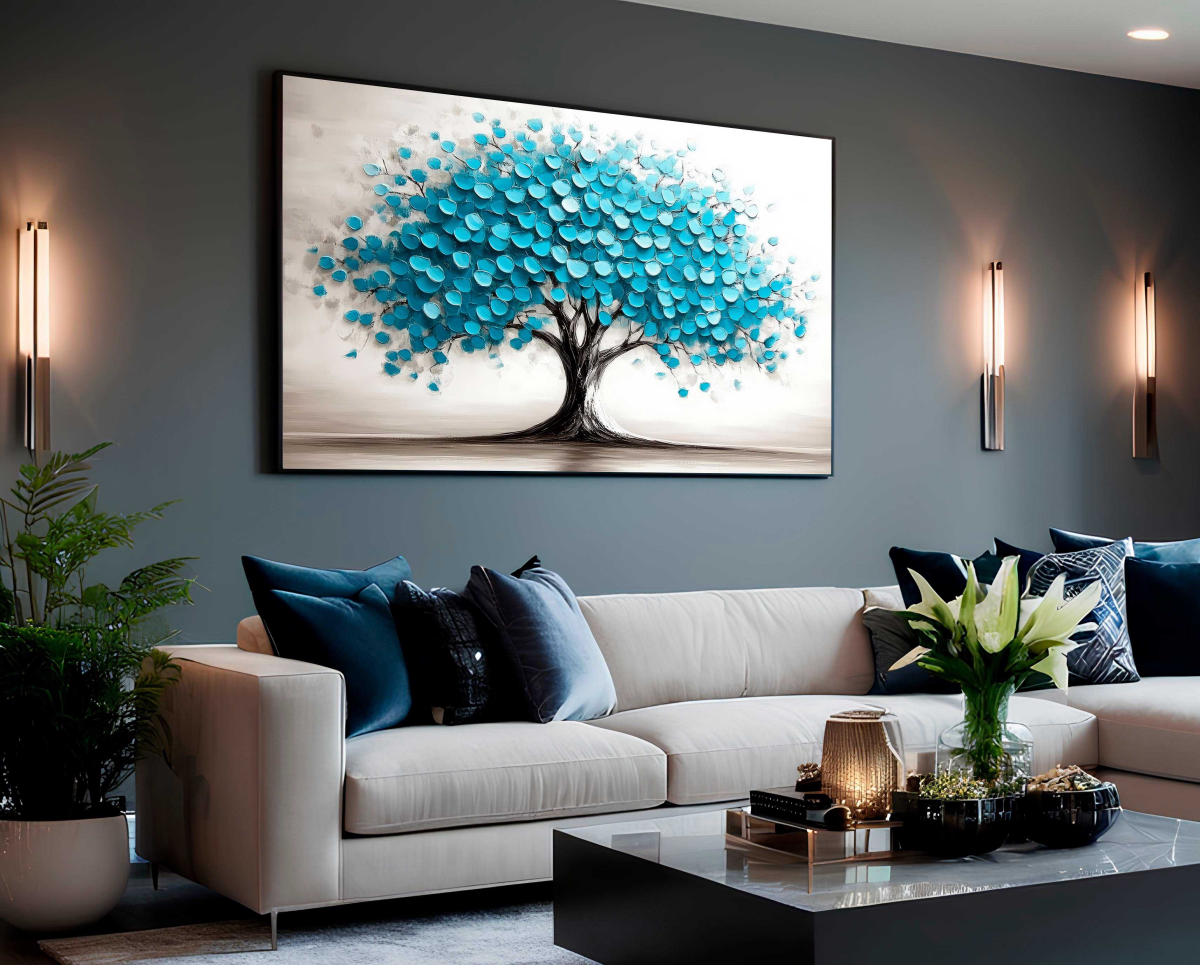 QUADRO UMA ÁRVORE DE DECORAÇÃO AZUL VIOLETA - #5