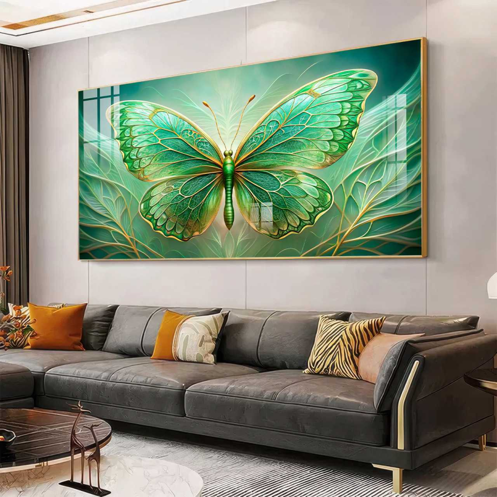 QUADRO ILUSTRAÇÃO COM BORBOLETA EM TONS VERDES - #2