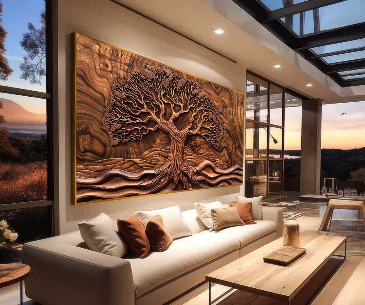 QUADRO EM ABSTRATO MADEIRADO DA ÁRVORE DA VIDA - #3