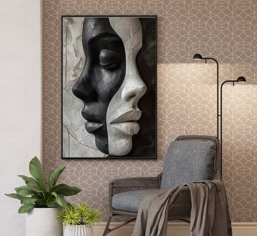 QUADRO ARTE AS DUAS FACES PRETO E BRANCO - #4