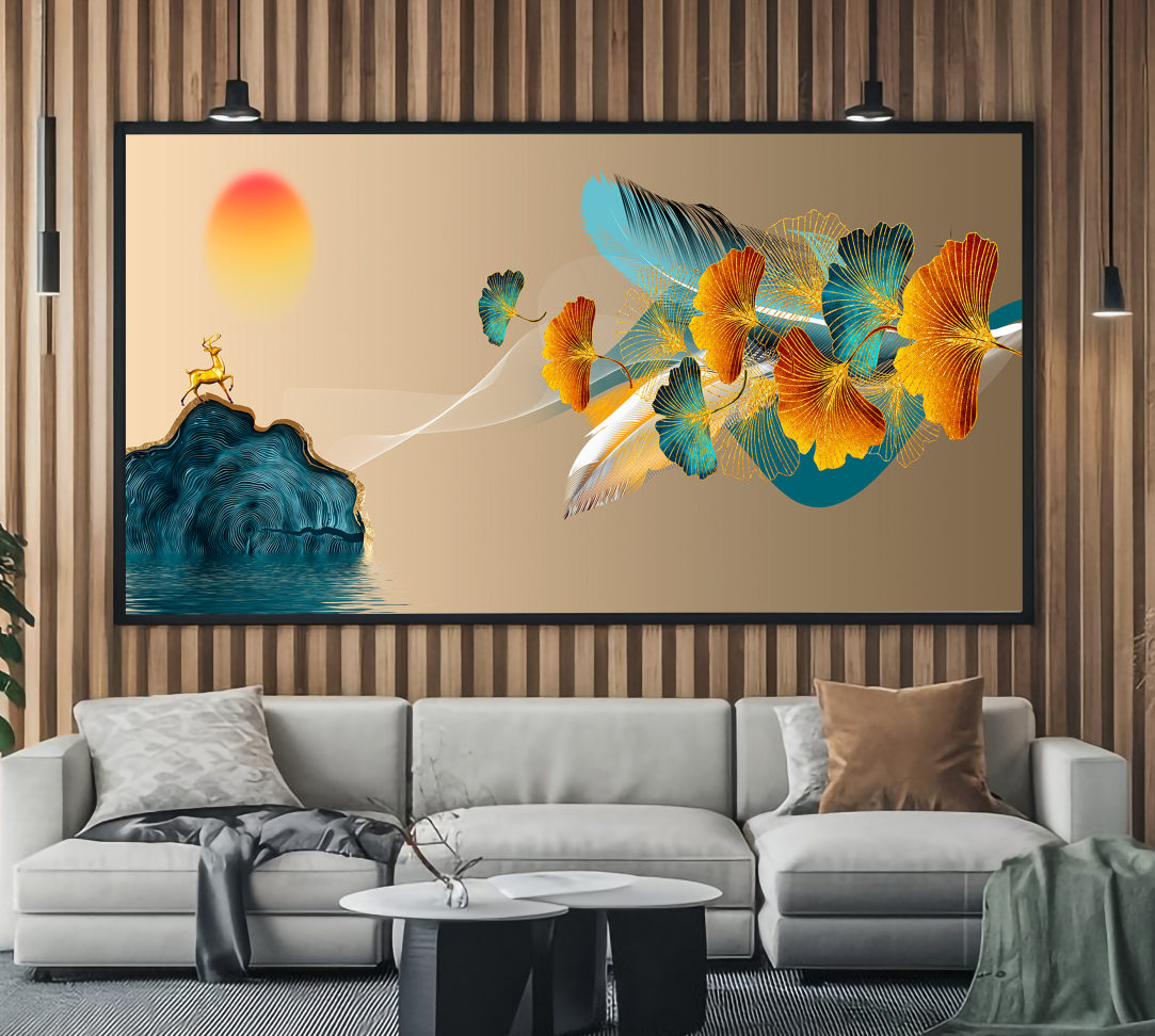 QUADRO EM PAISAGEM COM FOLHAGEM DE ILUSTRAÇÃO MODERNA - #4