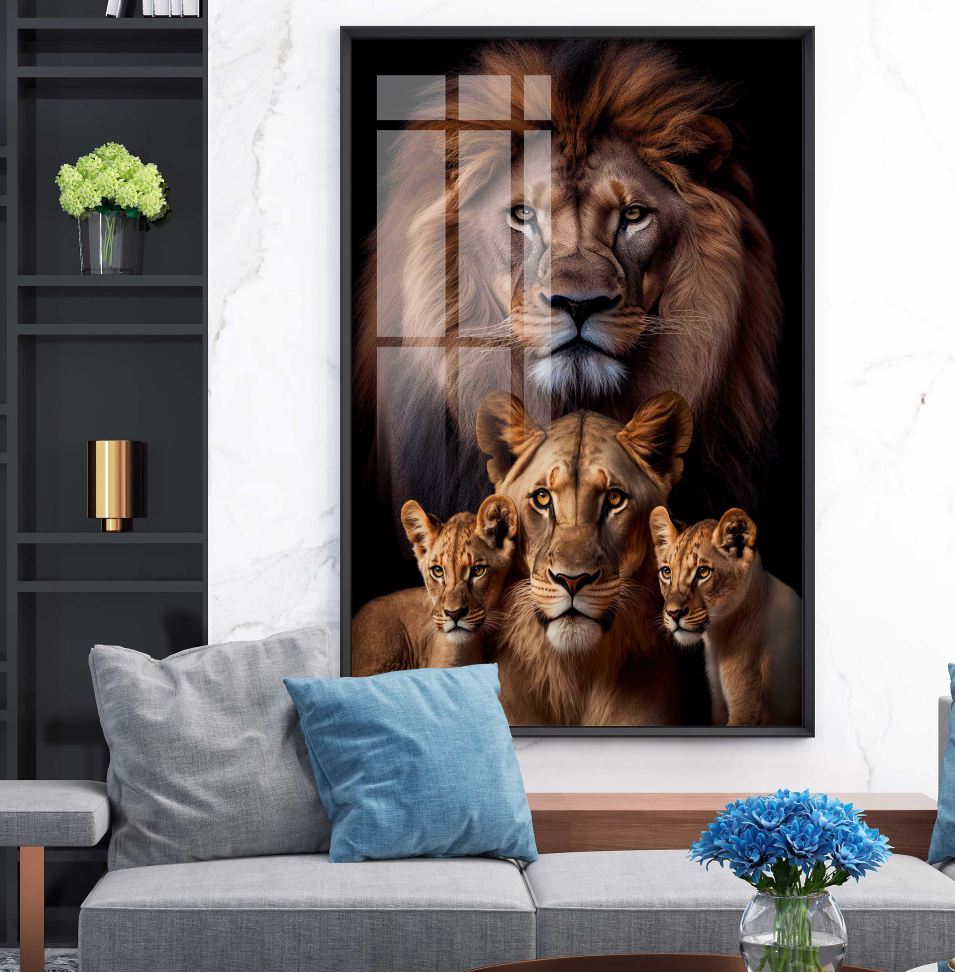 QUADRO LEÃO LEOA E FILHOTES - #5