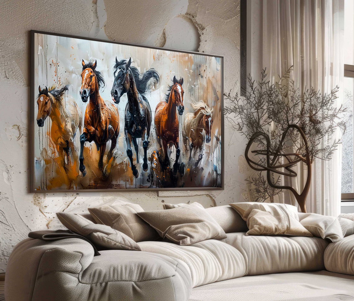 QUADRO ABSTRATO EM PINTURA DE CAVALOS - #2
