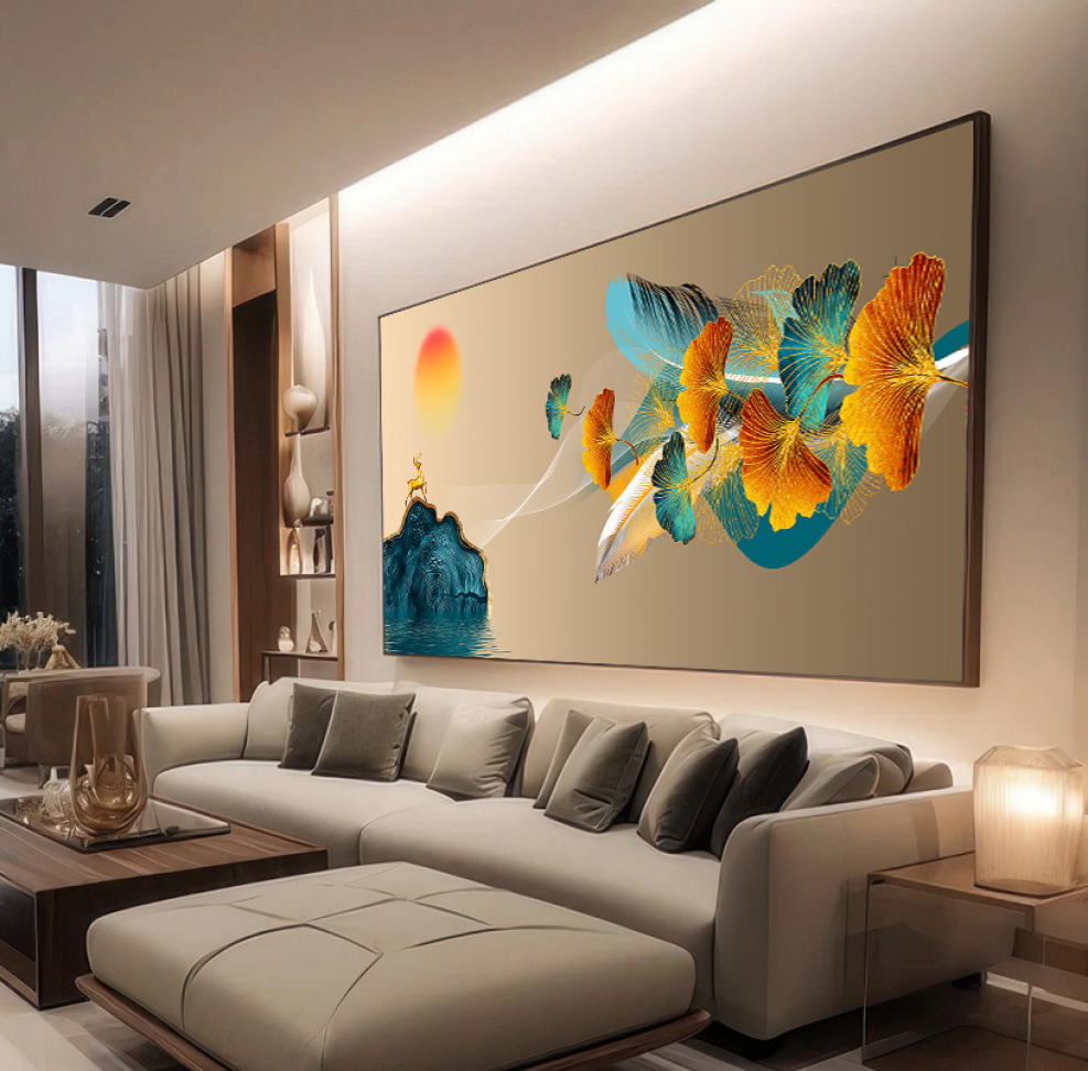 QUADRO EM PAISAGEM COM FOLHAGEM DE ILUSTRAÇÃO MODERNA - #2