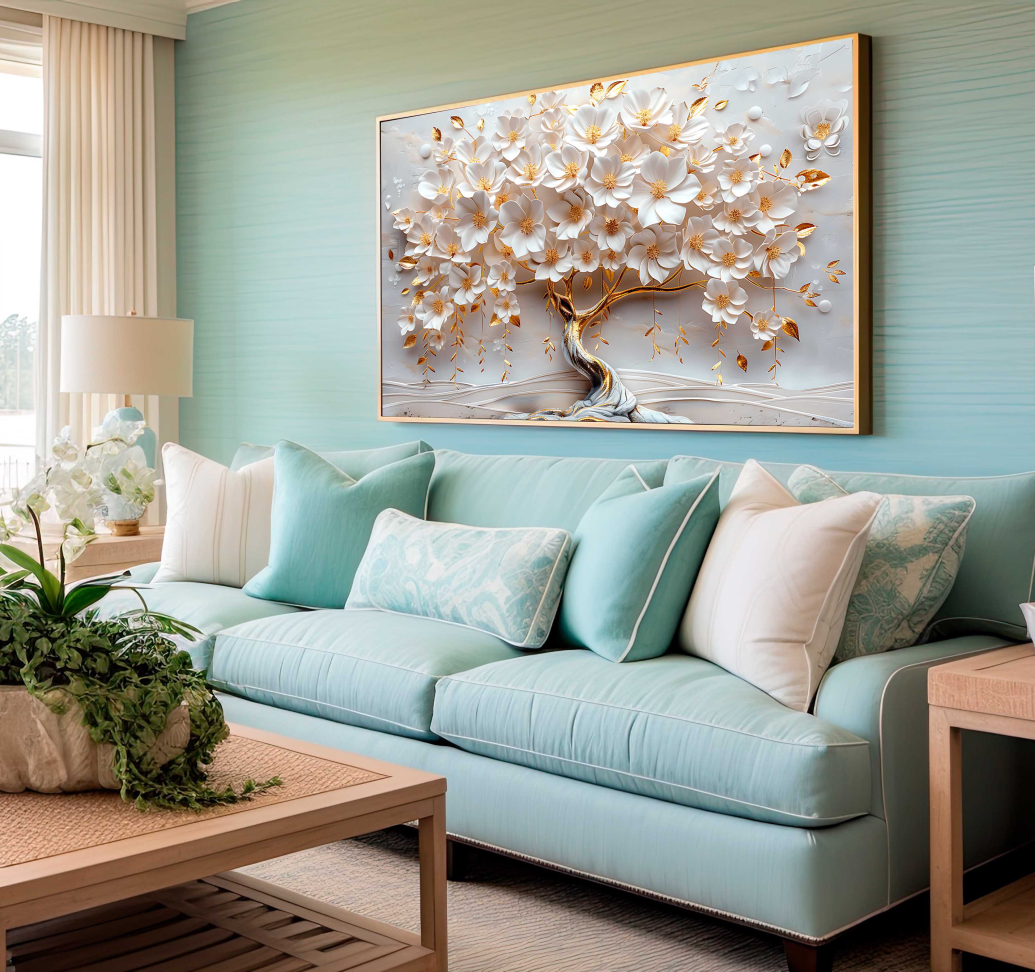 QUADRO UMA BELA ÁRVORE EM DOURADO 3D - #3