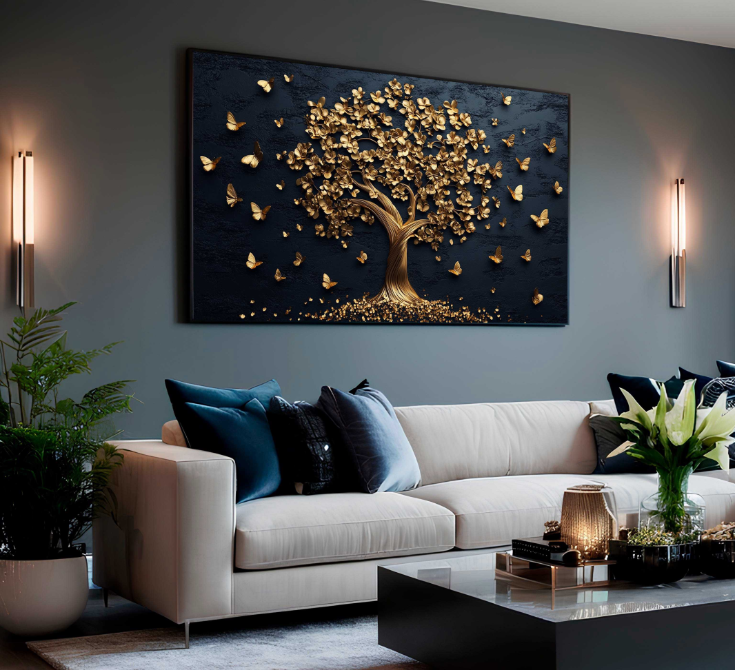 QUADRO ÁRVORE DOURADA COM FUNDO ESCURO - #3