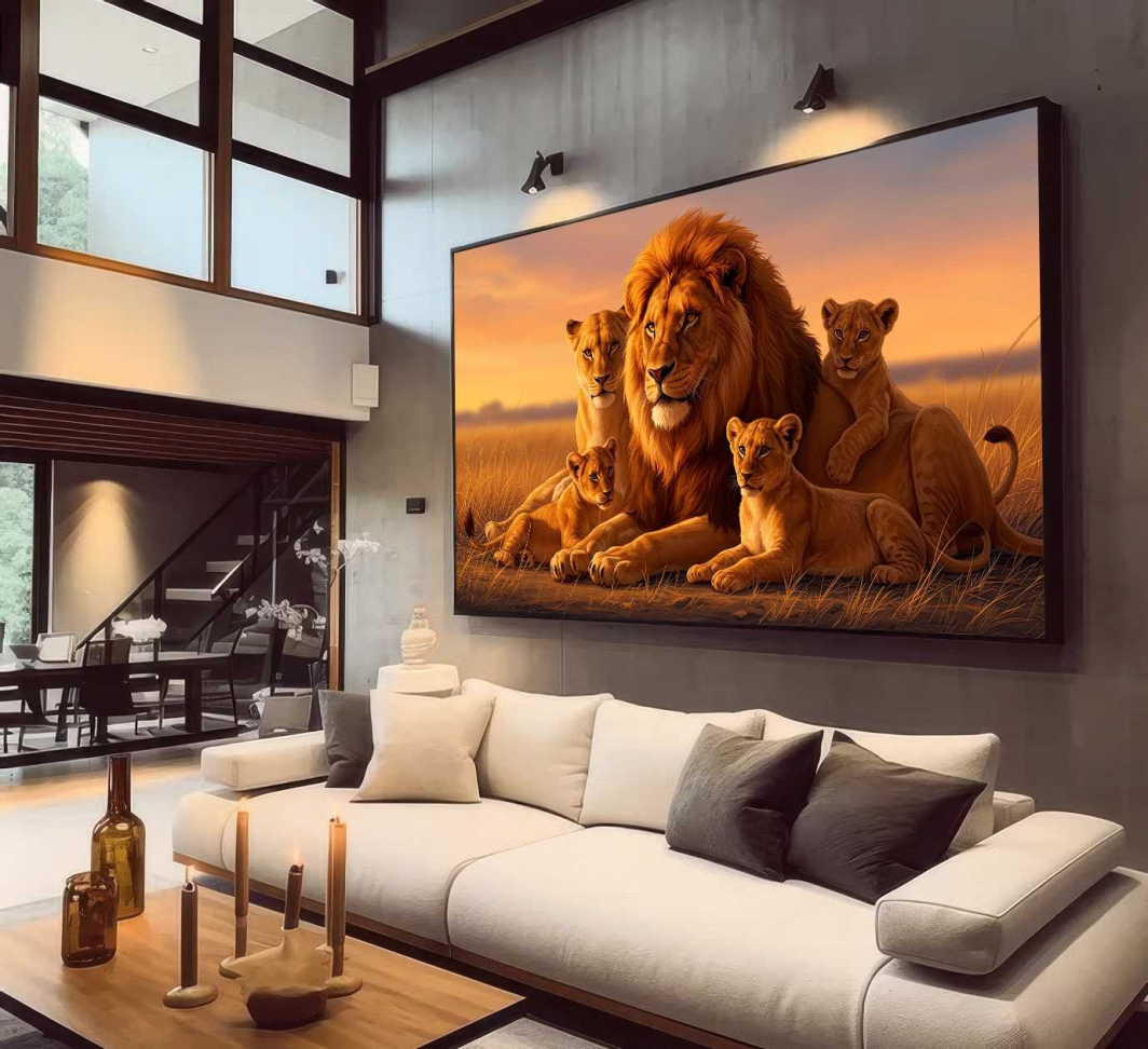 QUADRO EM LINDA FAMILIA DE LEÕES - #4