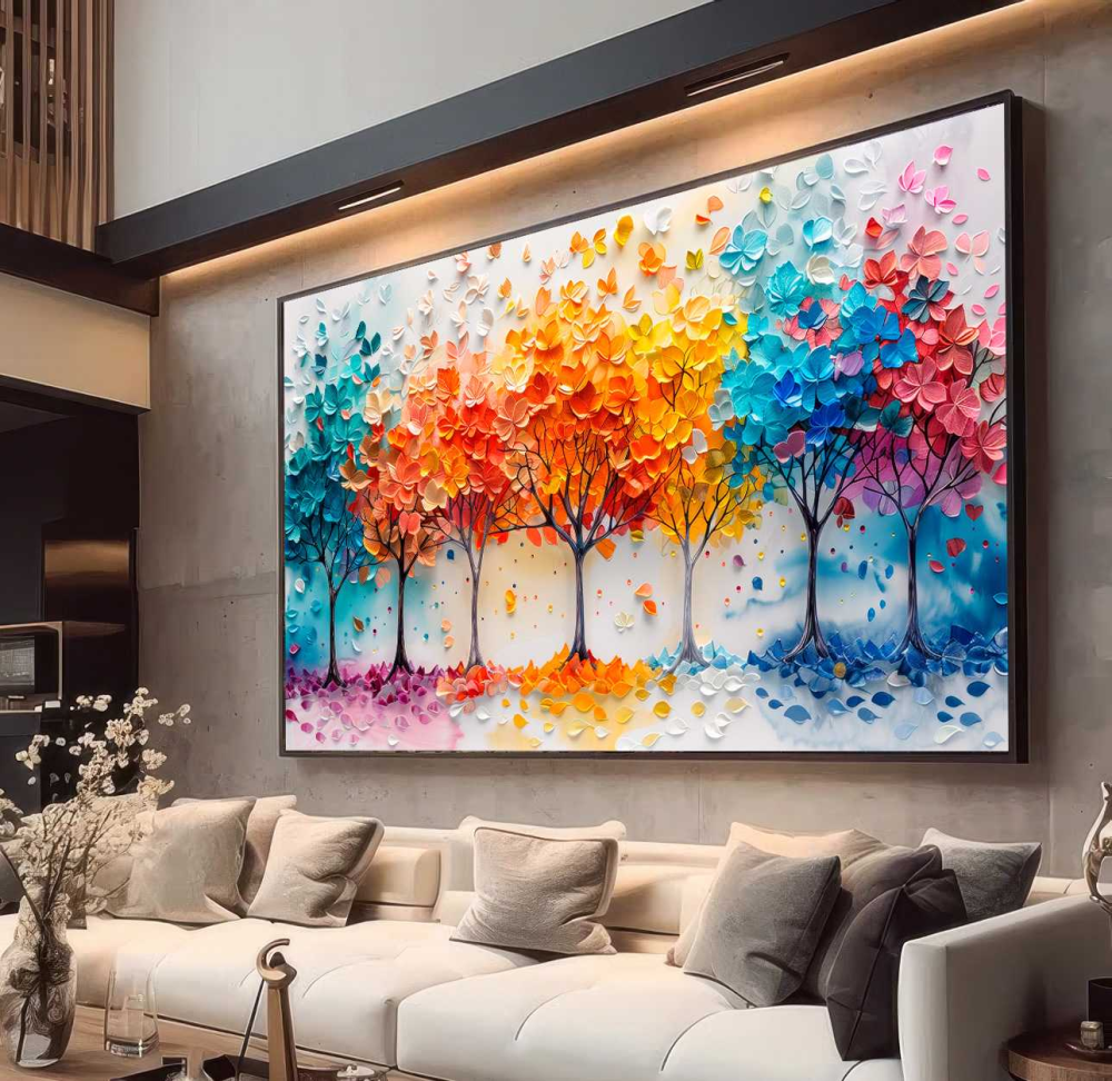 QUADRO ABSTRATOS COM ARVORES EM BELAS CORES - #3